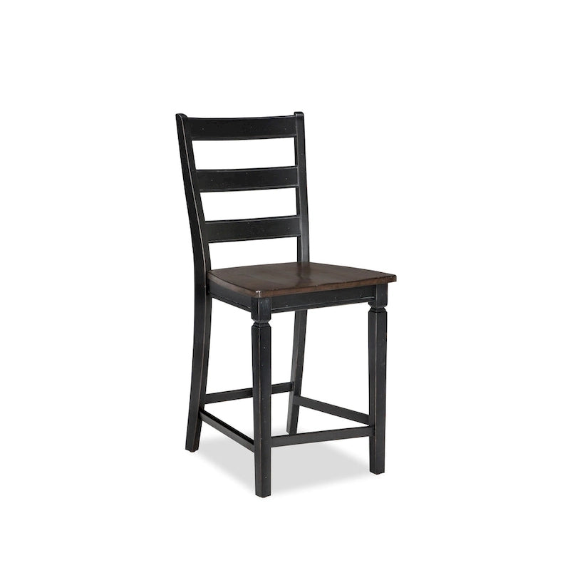 Glenwood Rubbed Black and Charcoal 24 Inch Ladderback Barstool (Set of 2)