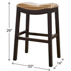 Julian 26 Counter Height Espresso Bar Stool with Tan Faux Leather Seat