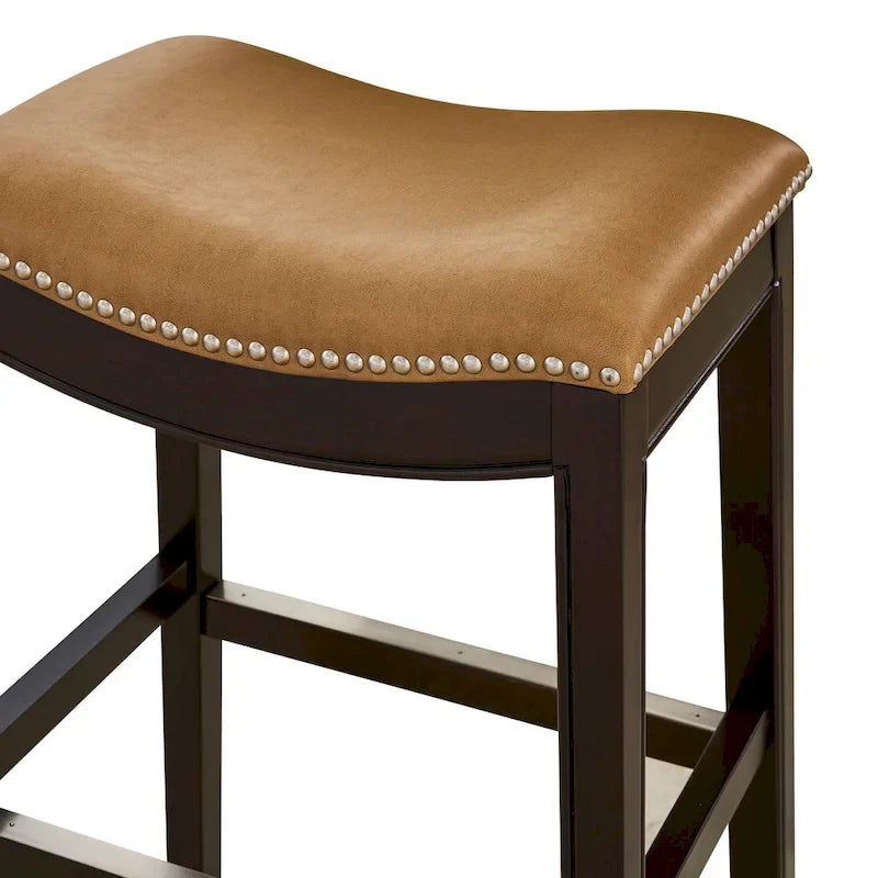 Julian 26 Counter Height Espresso Bar Stool with Tan Faux Leather Seat