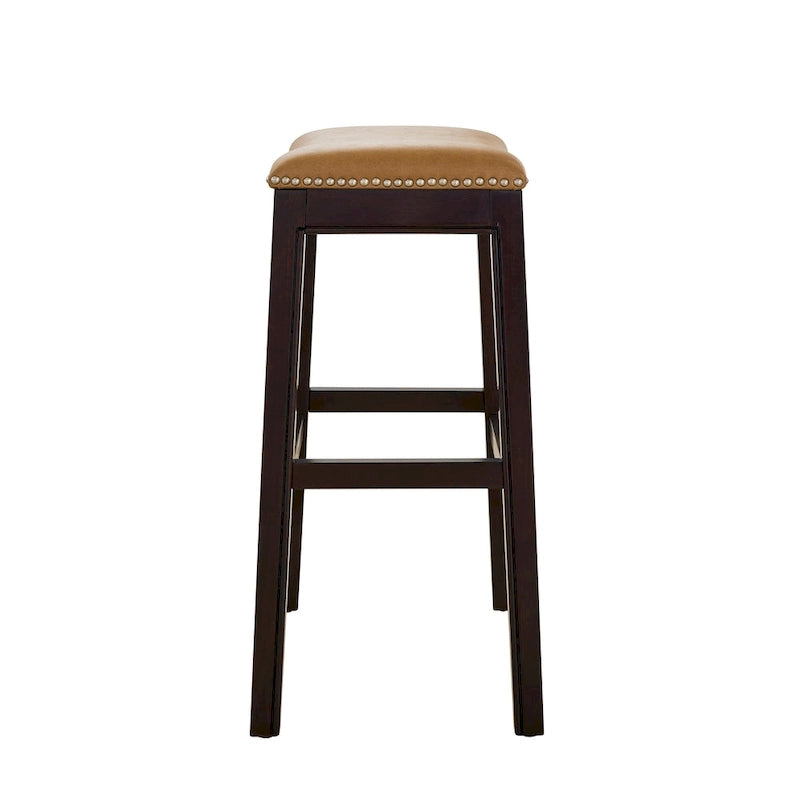 Julian 26 Counter Height Espresso Bar Stool with Tan Faux Leather Seat