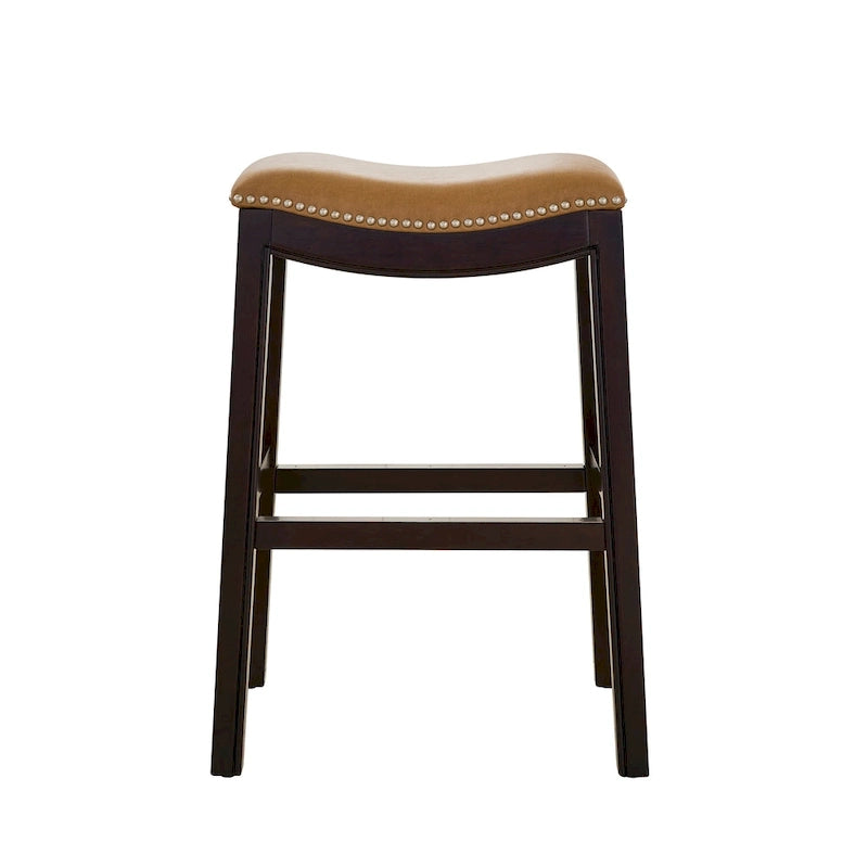 Julian 26 Counter Height Espresso Bar Stool with Tan Faux Leather Seat