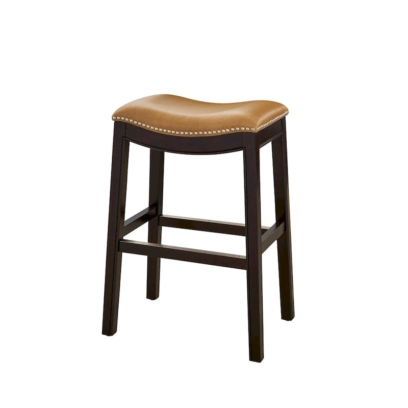 Julian 26 Counter Height Espresso Bar Stool with Tan Faux Leather Seat