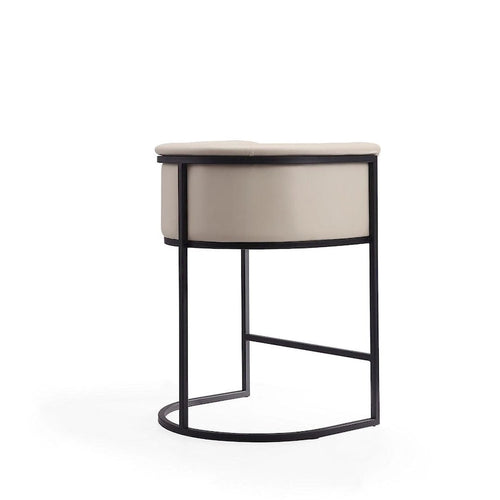 33.8" Mid-Century Counter Height Bar Stool, Faux Leather Seat, Metal Frame, Set of 2