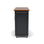 Puff Island Black Finish with Oak Top Kitchen Cart