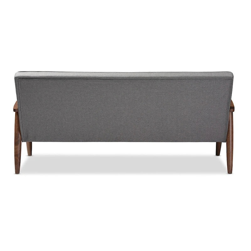 Sorrento Mid-century Retro Modern Grey Fabric Upholstered Wooden 3-seater Sofa