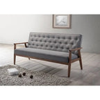 Sorrento Mid-century Retro Modern Grey Fabric Upholstered Wooden 3-seater Sofa