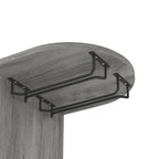 Transitional Bar Table with 6 Open Shelves, 7-Bottle Wine Rack & Stemware Racks, Vintage Grey