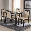 Contemporary Beige Faux Leather 5-Piece Dining Set by 