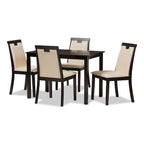 Contemporary Beige Faux Leather 5-Piece Dining Set by
