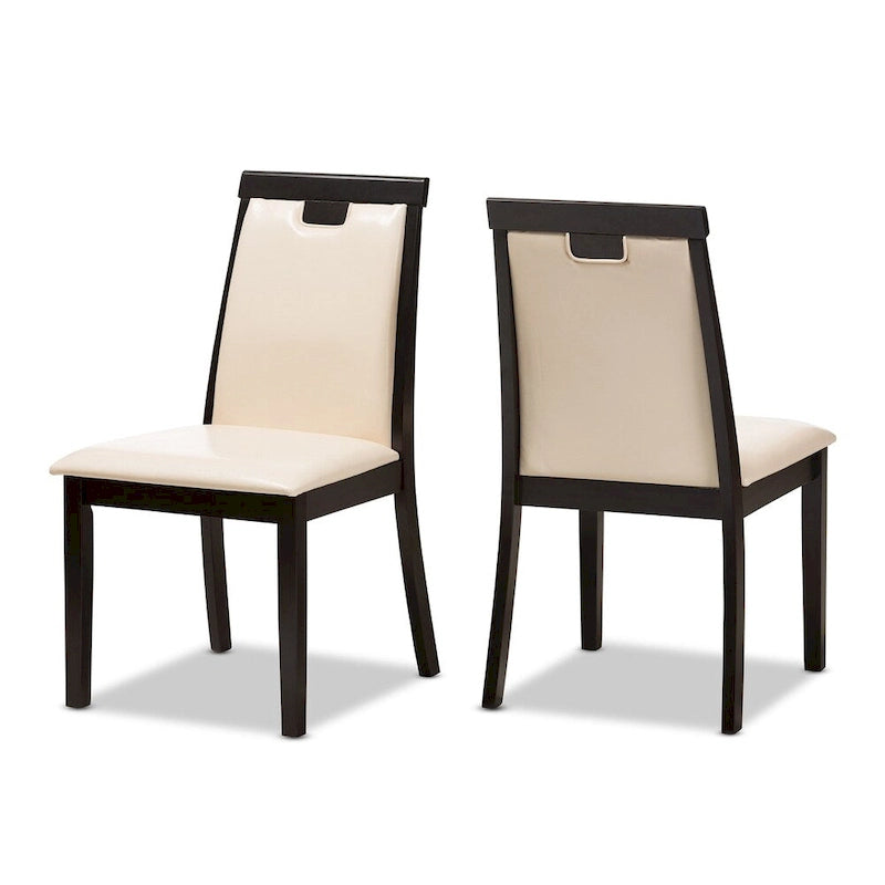 Contemporary Beige Faux Leather 5-Piece Dining Set by