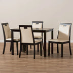 Contemporary Beige Faux Leather 5-Piece Dining Set by