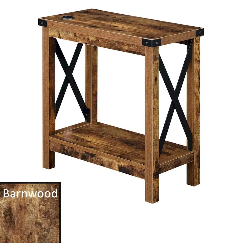 Durango Chairside Table with Charging Station and Shelf