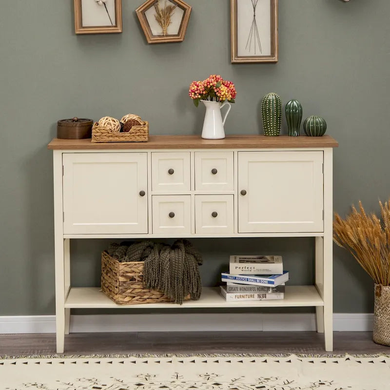 Buffet Sideboard Server Storage Cabinet Organizer with 4 Drawers