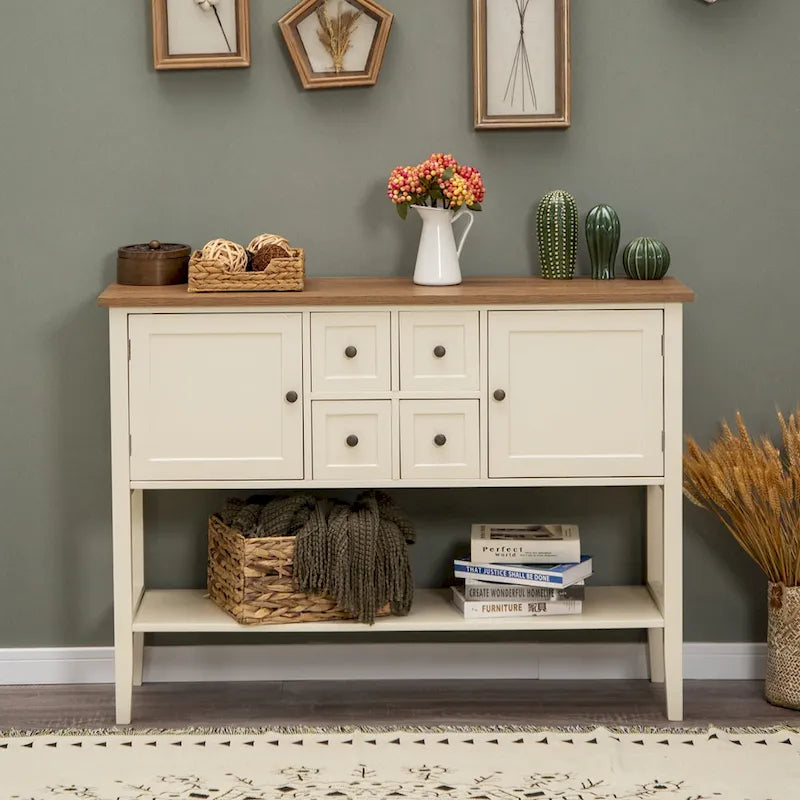  Buffet Sideboard Server Storage Cabinet Organizer with 4 Drawers