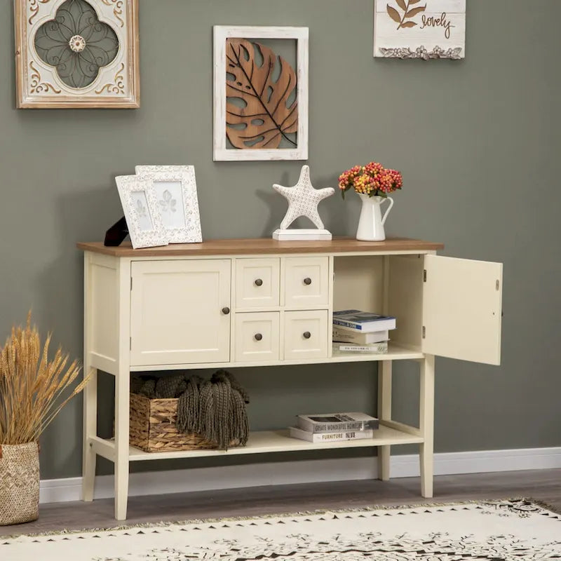 Buffet Sideboard Server Storage Cabinet Organizer with 4 Drawers