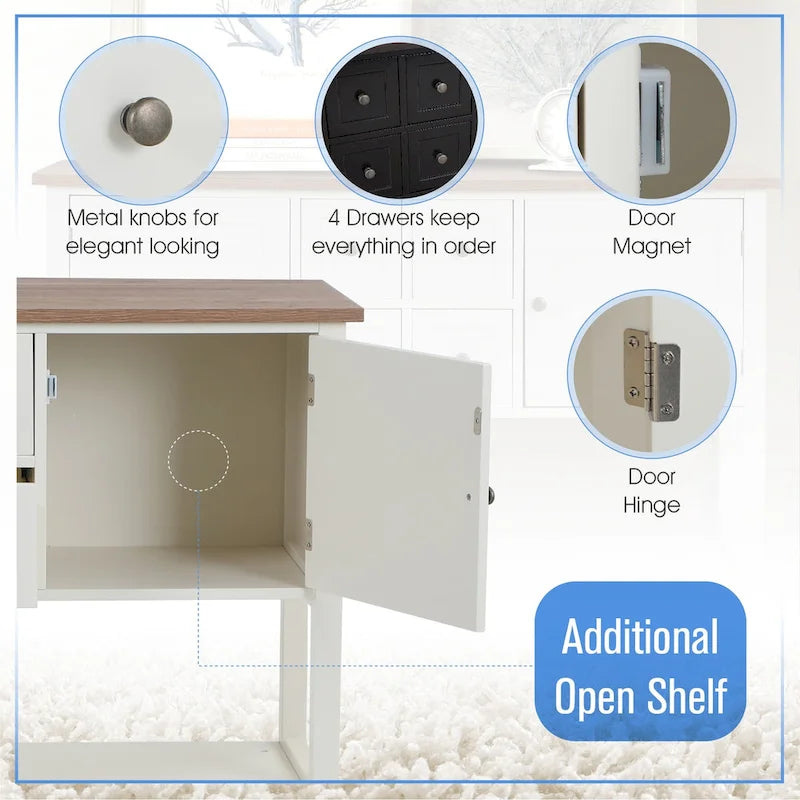 Buffet Sideboard Server Storage Cabinet Organizer with 4 Drawers