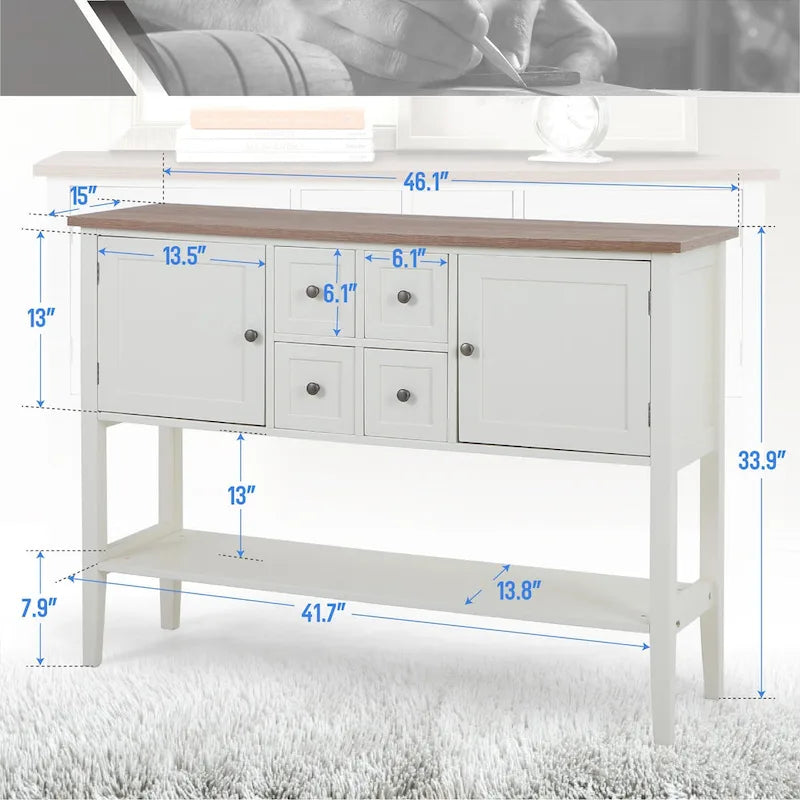 Buffet Sideboard Server Storage Cabinet Organizer with 4 Drawers