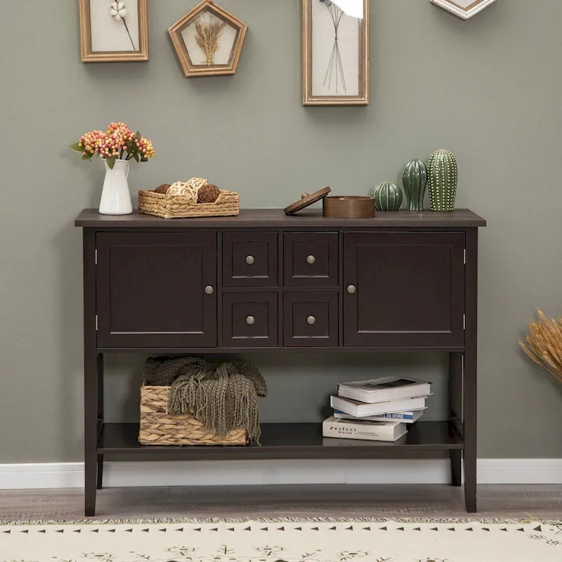 Buffet Sideboard Server Storage Cabinet Organizer with 4 Drawers