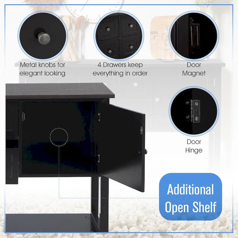 Buffet Sideboard Server Storage Cabinet Organizer with 4 Drawers