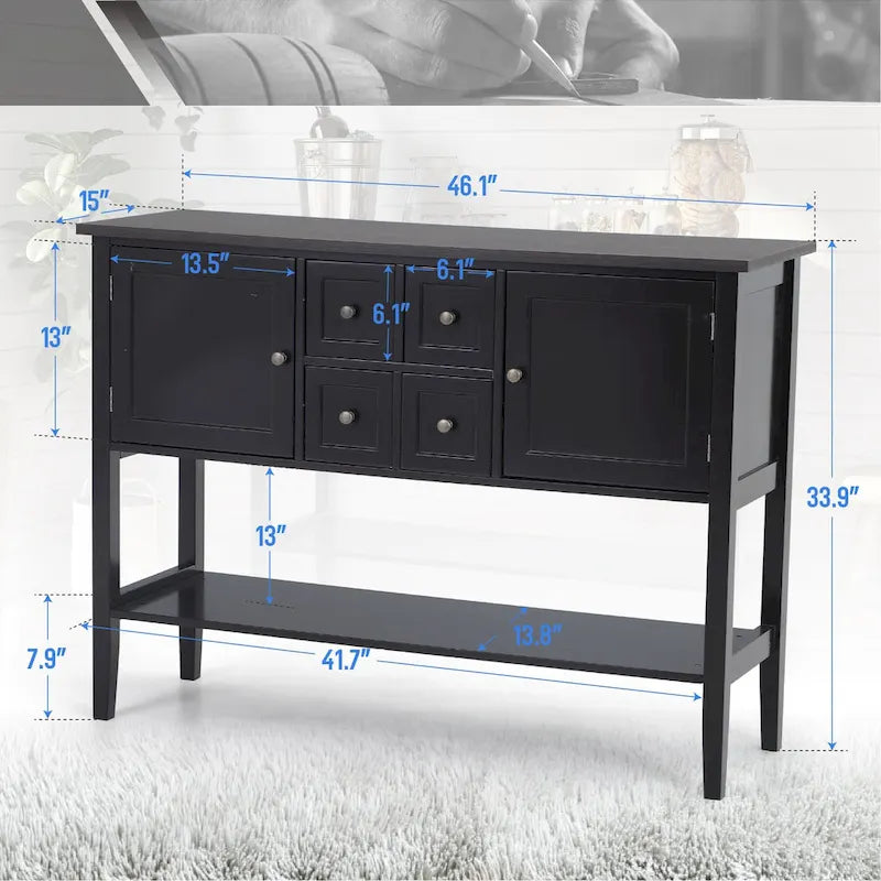 Buffet Sideboard Server Storage Cabinet Organizer with 4 Drawers