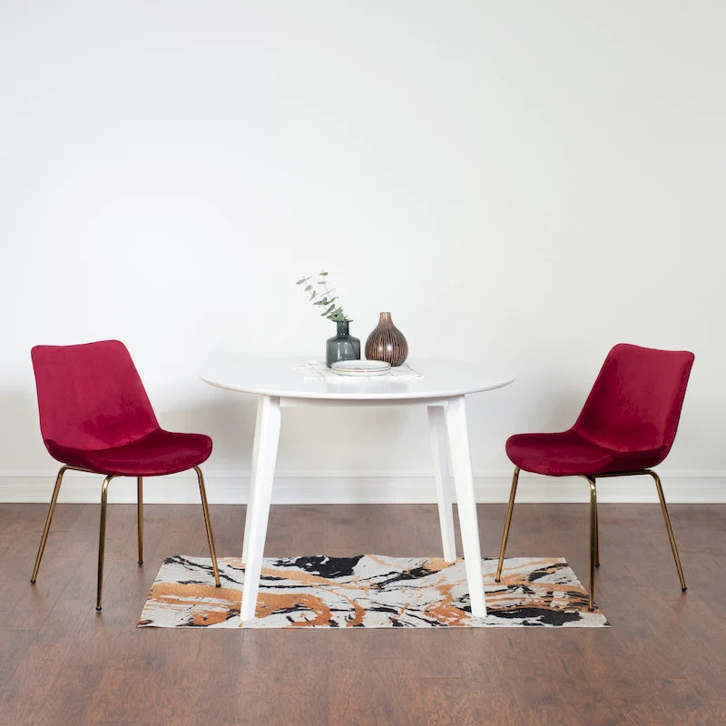 Aufurr Contemporary 3-Piece Dining Set, White Round Table and 2 Chairs