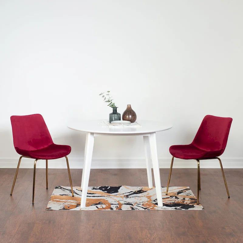 Aufurr Contemporary 3-Piece Dining Set, White Round Table and 2 Chairs