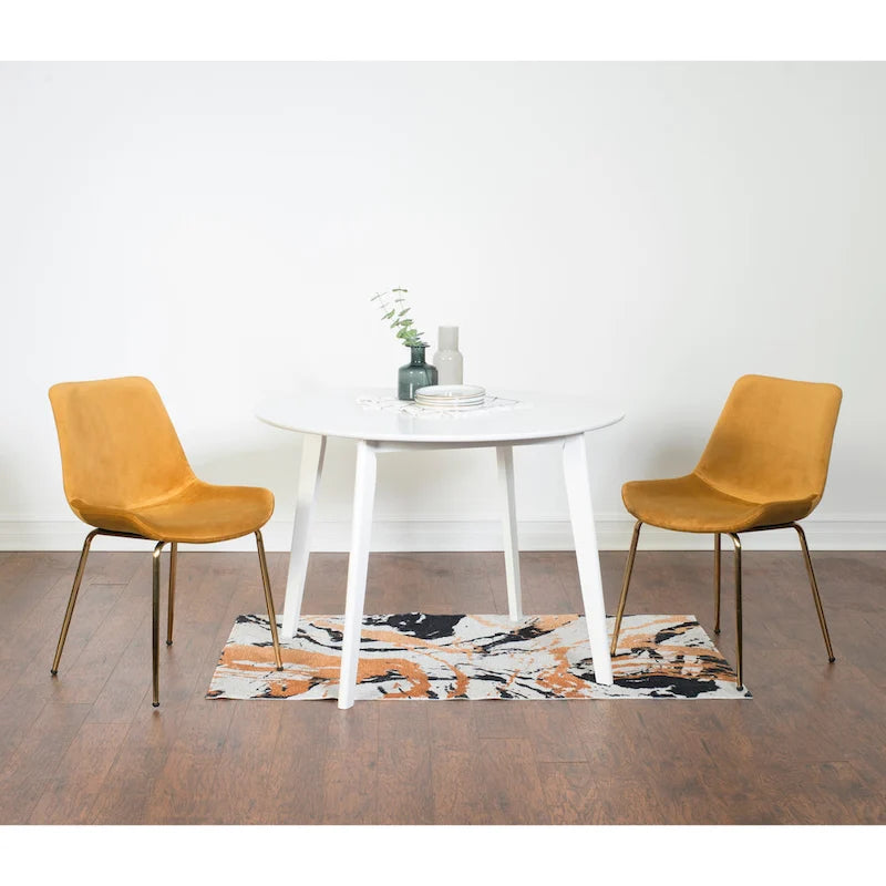 Aufurr Contemporary 3-Piece Dining Set, White Round Table and 2 Chairs