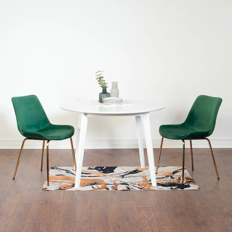 Aufurr Contemporary 3-Piece Dining Set, White Round Table and 2 Chairs
