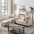Modular Sectional Sofa Couch L Shaped With Storage Ottoman and Side Bags For Living Room