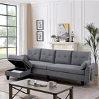 Modular Sectional Sofa Couch L Shaped With Storage Ottoman and Side Bags For Living Room
