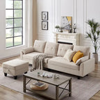 Modular Sectional Sofa Couch L Shaped With Storage Ottoman and Side Bags For Living Room
