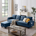 Modular Sectional Sofa Couch L Shaped With Storage Ottoman and Side Bags For Living Room