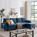 Modular Sectional Sofa Couch L Shaped With Storage Ottoman and Side Bags For Living Room
