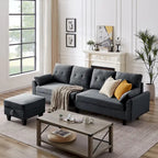Modular Sectional Sofa Couch L Shaped With Storage Ottoman and Side Bags For Living Room