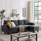 Modular Sectional Sofa Couch L Shaped With Storage Ottoman and Side Bags For Living Room