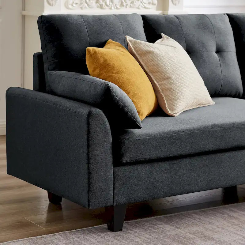 Modular Sectional Sofa Couch L Shaped With Storage Ottoman and Side Bags For Living Room