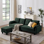 Modular Sectional Sofa Couch L Shaped With Storage Ottoman and Side Bags For Living Room