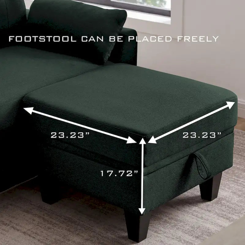 Modular Sectional Sofa Couch L Shaped With Storage Ottoman and Side Bags For Living Room