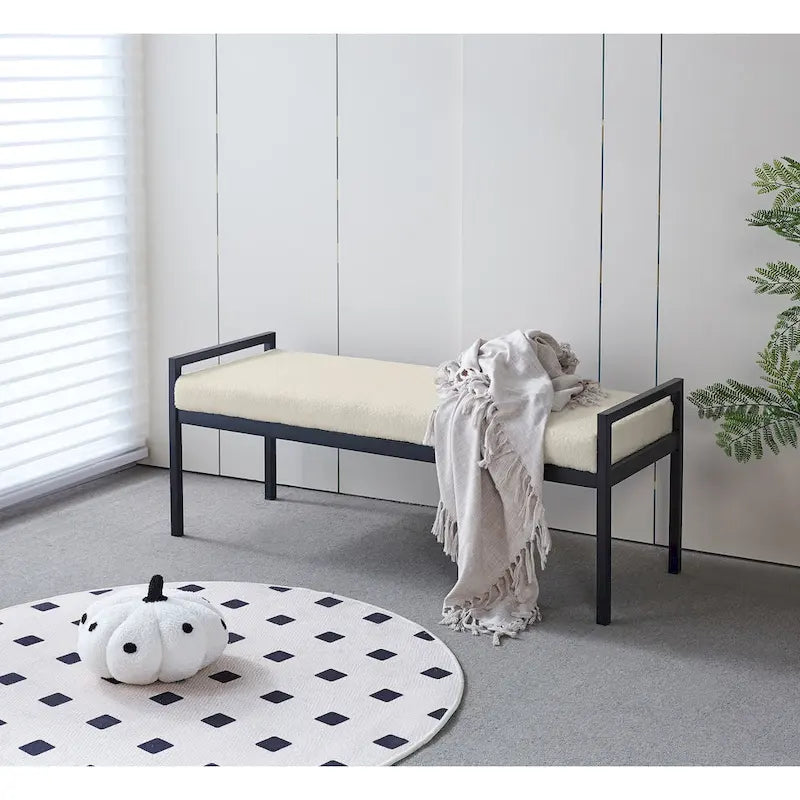 Rue Teddy Fabric Upholstered Bench with Steel Legs