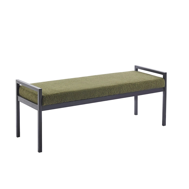 Rue Teddy Fabric Upholstered Bench with Steel Legs