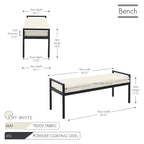 Rue Teddy Fabric Upholstered Bench with Steel Legs