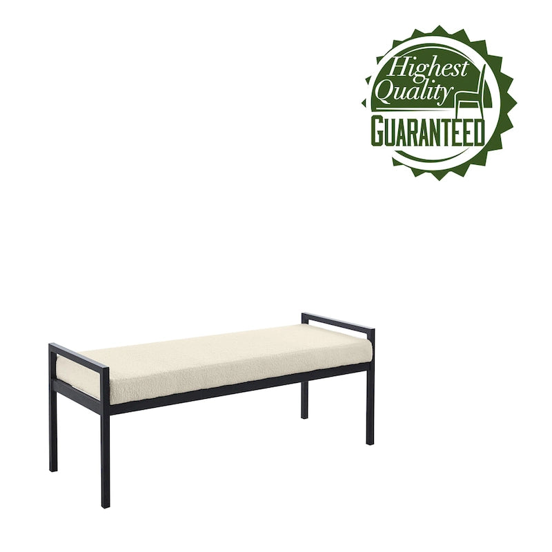 Rue Teddy Fabric Upholstered Bench with Steel Legs