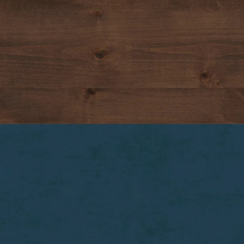 Nantucket 53 inch Writing Desk, No Assembly Required, Blue Denim and Whiskey Finish