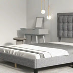 Bed Frame with Upholstered Button Tufted Headboard