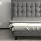Bed Frame with Upholstered Button Tufted Headboard