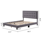 Bed Frame with Upholstered Button Tufted Headboard