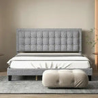 Bed Frame with Upholstered Button Tufted Headboard