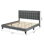Bed Frame with Upholstered Button Tufted Headboard