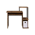 Rustic Wood Computer Desk with Keyboard Tray, 2 Open Storage Compartments & Desktop Shelf