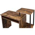 Rustic Wood Computer Desk with Keyboard Tray, 2 Open Storage Compartments & Desktop Shelf